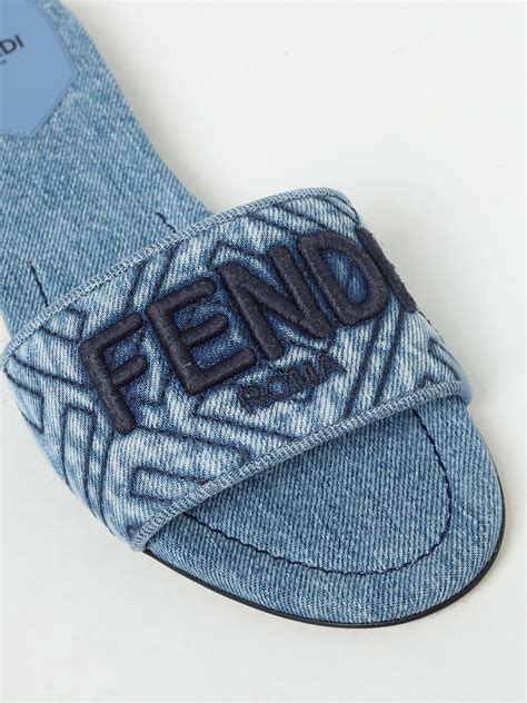 fendi flat sandals|fendi denim sandals.